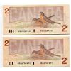 Image 2 : LOT OF 2 1986 CNDN 2 DOLLAR NOTES