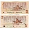 Image 2 : LOT OF 2 1986 CNDN 2 DOLLAR NOTES