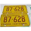 Image 2 : LOT OF 6 SASKATCHEWAN LICENCE PLATES (1967, 67, 68, 68, 69, 69)
