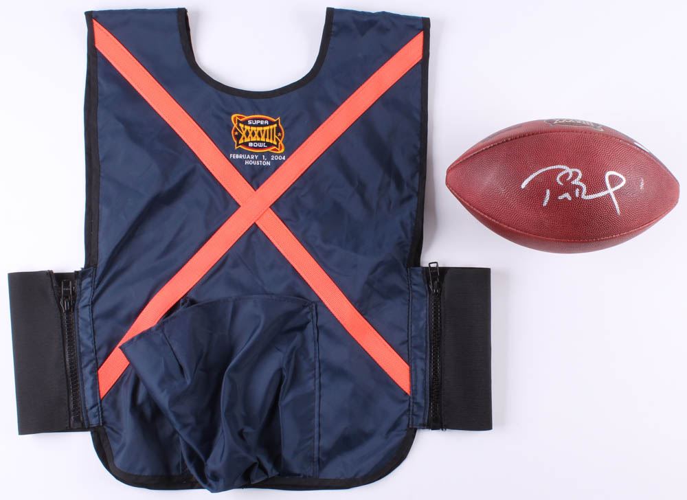 Tom Brady Signed Patriots Le Super Bowl Xxxviii Game Used Football With Super Bowl Xxxviii Ball Boy Tom Brady Signed Patriots Le Super Bowl Xxxviii Game Used Football With Super Bowl Xxxviii Ball Boy