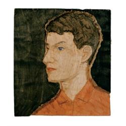 STEPHAN BALKENHOL     (b. 1957)     MANN (MAN)     painted wooden relief     10 3/8 x 9 1/4 x 1 1/8 