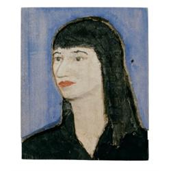 STEPHAN BALKENHOL     (b. 1957)     FRAU (WOMAN)     painted wooden relief     11 1/8 x 9 3/8 x 1 1/