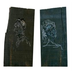 STEPHAN BALKENHOL     (b. 1957)     PAAR I (COUPLE I)     two painted wooden reliefs     male: 15 5/