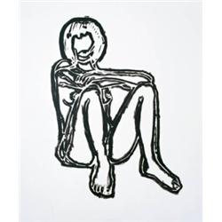 TOM WESSELMANN     (b. 1931)     MONICA SITTING ELBOWS ON KNEES     color lithograph     45 3/8 x 37