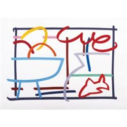 TOM WESSELMANN     (b. 1931)     FAST SKETCH STILL LIFE      WITH FRUIT AND GOLDFISH     signed and 