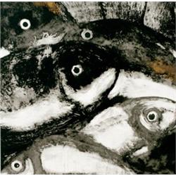 DONALD SULTAN     (b. 1951)     FISH     color screenprint on paper     23 x 22 in. (58.4 x 55.9 cm)