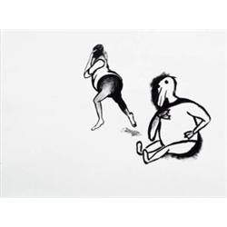 SUE WILLIAMS     (b. 1954)     FEELINGS OF SATISFACTION     brush and ink on paper     15 x 20 in. (