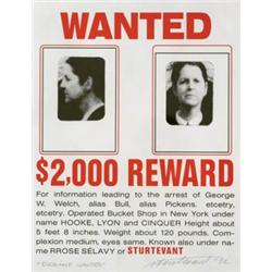 ELAINE STURTEVANT     (b. 1926)     DUCHAMP WANTED     offset lithograph on paper     17 3/4 x 12 5/