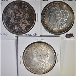 3 CH BU TONED MORGAN DOLLARS  1885-O 80, 96