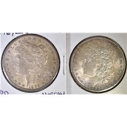 2 CH BU TONED MORGAN DOLLARS  1896, 04-O