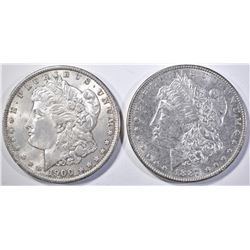 1887 & 1900 MORGAN SILVER DOLLARS, CH BU