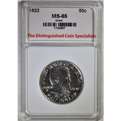 1922 GRANT COMMEM HALF DOLLAR, TDCS GEM BU