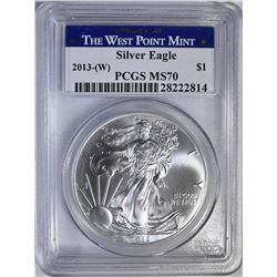 2013 W AMERICAN SILVER EAGLE  PCGS MS 70