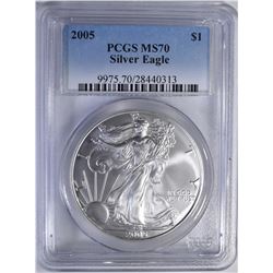 2005 AMERICAN SILVER EAGLE  PCGS MS 70