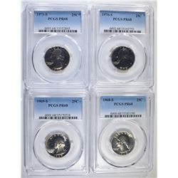 4 WASHINGTON QUARTERS PCGS PR-68