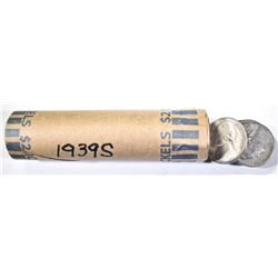 ROLL 1939 S JEFFERSON NICKELS KEY DATE,