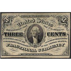 March 3, 1863 Three Cents Third Issue Fractional Currency Note