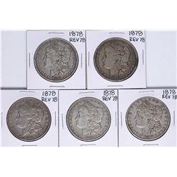 Lot of (5) 1878 Reverse of 78' $1 Morgan Silver Dollar Coins