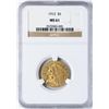 Image 1 : 1912 $5 Indian Head Half Eagle Gold Coin NGC MS61