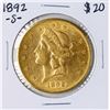 Image 1 : 1892-S $20 Liberty Head Double Eagle Gold Coin