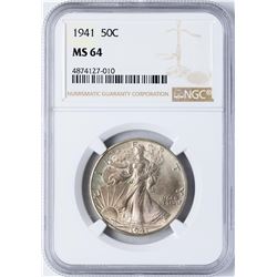 1941 Walking Liberty Half Dollar Coin NGC MS64