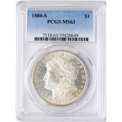 1880-S $1 Morgan Silver Dollar Coin PCGS MS63