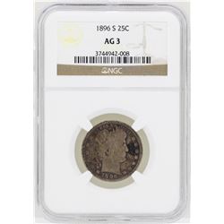 1896-S Barber Quarter Silver Coin NGC AG3