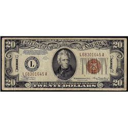 1934 $20 Hawaii WWII Emergency Issue Federal Reserve Note
