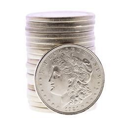 Roll of (19) Brilliant Uncirculated 1921 Morgan Silver Dollar Coins