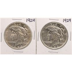 Lot of (2) 1924 $1 Peace Silver Dollar Coins