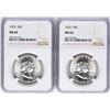 Image 1 : Lot of (2) 1955 Franklin Half Dollar Coins NGC MS64