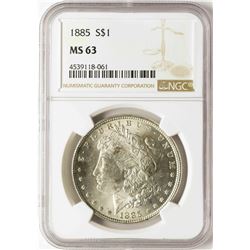 1885 $1 Morgan Silver Dollar Coin NGC MS63