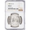 Image 1 : 1892-CC $1 Morgan Silver Dollar Coin NGC MS63