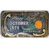 Image 1 : 1973 Happy Birthday Enamel Silver Art Bar