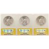 Image 2 : Lot of (3) 1923 $1 Peace Silver Dollar Coins ANACS MS64