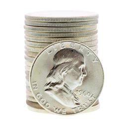 Roll of (20) Brilliant Uncirculated 1960 Franklin Half Dollar Coins