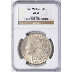1921 $1 Morgan Silver Dollar Coin NGC MS64