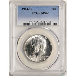 1964-D Kennedy Half Dollar Coin PCGS MS65