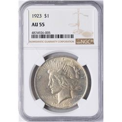 1923 $1 Peace Silver Dollar Coin NGC AU55