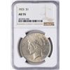 Image 1 : 1923 $1 Peace Silver Dollar Coin NGC AU55