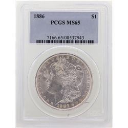 1886 $1 Morgan Silver Dollar Coin PCGS MS65