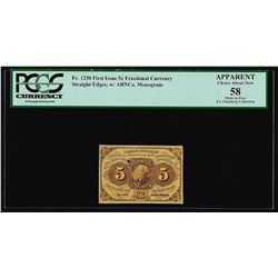 July 17, 1862 First Issue 5 Cent Fractional Currency Note PCGS About New 58 Appa
