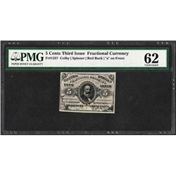 1863 5 Cents Third Issue Fractional Currency Note Fr.1237 PMG Uncirculated 62