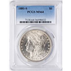 1881-S $1 Morgan Silver Dollar Coin PCGS MS64