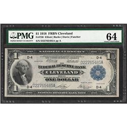 1918 $1 Federal Reserve Bank Note Cleveland Fr.720 PMG Choice Uncirculated 64