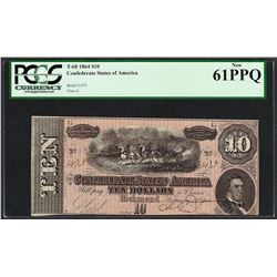 1864 $10 Confederate States of America Note T-68 PCGS New 61PPQ