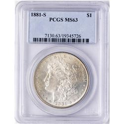 1881-S $1 Morgan Silver Dollar Coin PCGS MS63