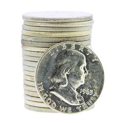 Roll of (20) Brilliant Uncirculated 1963-D Franklin Half Dollar Coins