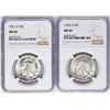 Image 1 : Lot of 1941-D & 1942-D Walking Liberty Half Dollar Coins NGC MS65