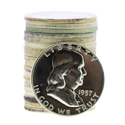 Roll of (20) 1957 Proof Franklin Half Dollar Coins